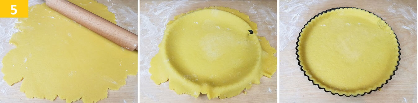 Stendere la Pasta Frolla e stendere su una Tortiera