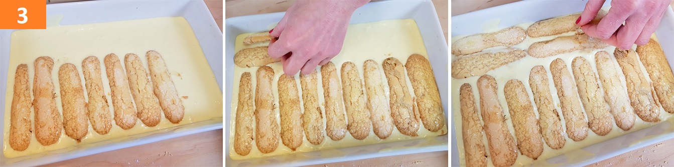 Componete il tiramisù, preparate il caffè e versatelo in una ciotola a raffreddare