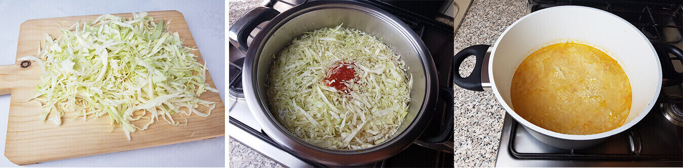 Preparazione del Riso in Brodo con Cavolo Cappuccio